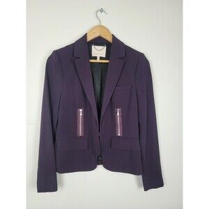 Rebecca Taylor Womens Blazer Cut Away Detail Zippers Size 6 Purple Career Office